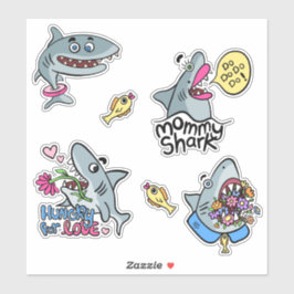 Grappige cartoony haaien Sticker Pack