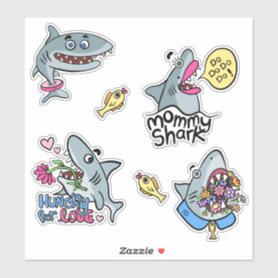 Grappige cartoony haaien Sticker Pack