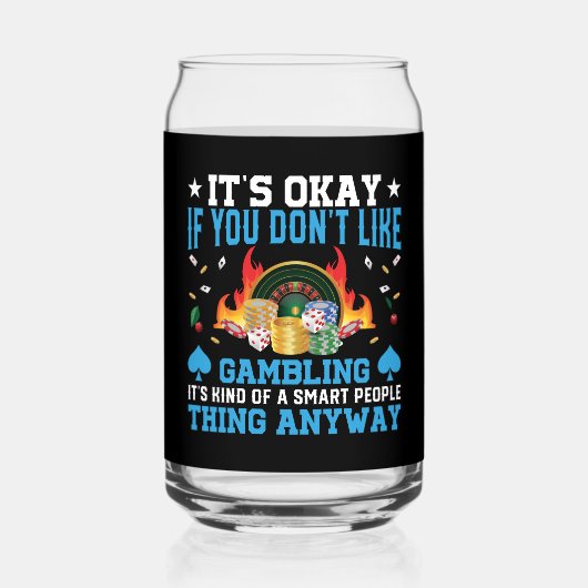 Grappige Casino woord kunst Blikvorm Glas (Achterkant)