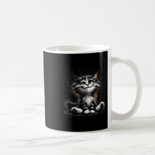 Grappige Cat Art Print Koffiemok (Rechts)