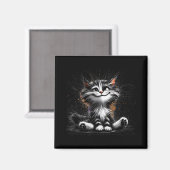 Grappige Cat Art Print Magneet (Voorkant / Achterkant)