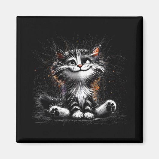 Grappige Cat Art Print Magneet (Voorkant)