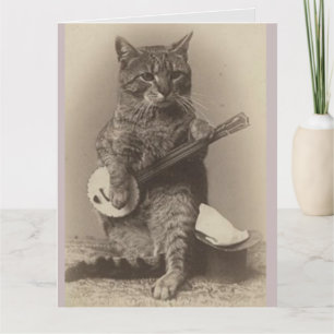 GRAPPIGE CAT BANJO VERJAARDAG KAART