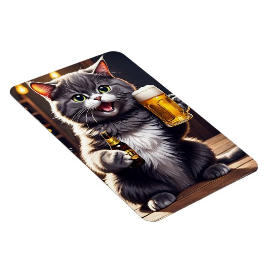Grappige Cat Bier Koelkast Magneet (Rechterzijde)