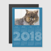 Grappige Cat Blue 2018 Kalender Magnetische Kaart (Voorkant / Achterkant)