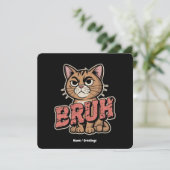Grappige Cat Bruh Meme Graphic Humor Cat Lover Gif Kaart (Staand voorkant)