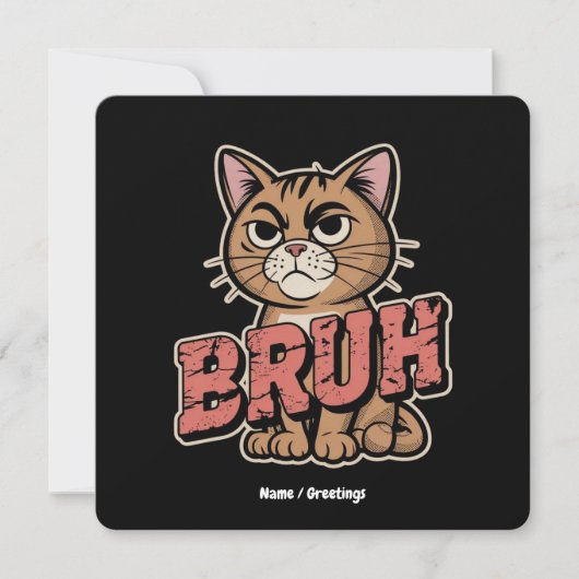 Grappige Cat Bruh Meme Graphic Humor Cat Lover Gif Kaart (Voorkant)