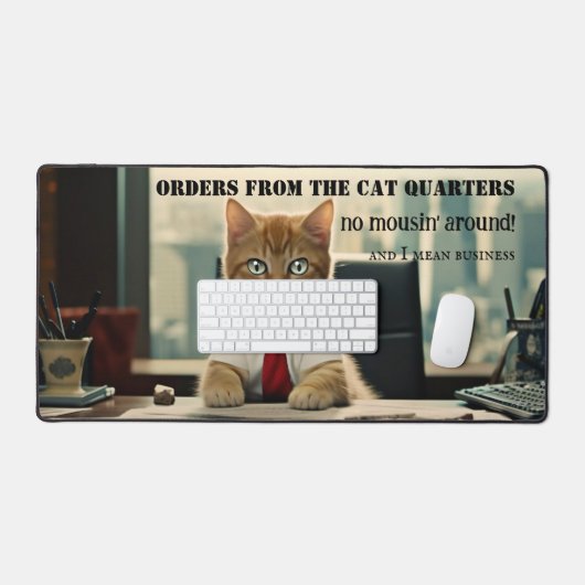 Grappige Cat Business Bureaumat (Keyboard & Muis)