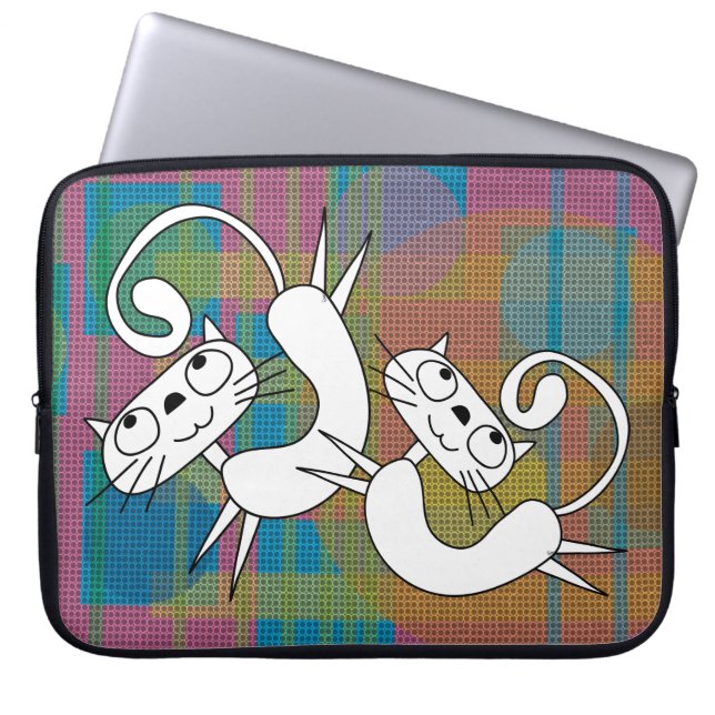 Grappige Cat Dance Laptop Mouw 15 inch Laptop Sleeve (Voorkant)