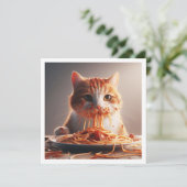 Grappige Cat Dinner uitnodiging, Kat Verjaardag Kaart (Staand voorkant)