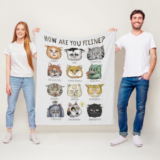 Grappige Cat Feeling Chart Hoe ben je Feline? Flee Fleece Deken (In situ)
