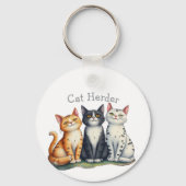 Grappige Cat Herder Aangepaste Naam Cat Lover Sleutelhanger (Voorkant)