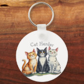Grappige Cat Herder Aangepaste Naam Cat Lover Sleutelhanger (Voorkant)