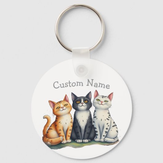 Grappige Cat Herder Aangepaste Naam Cat Lover Sleutelhanger (Achterkant)