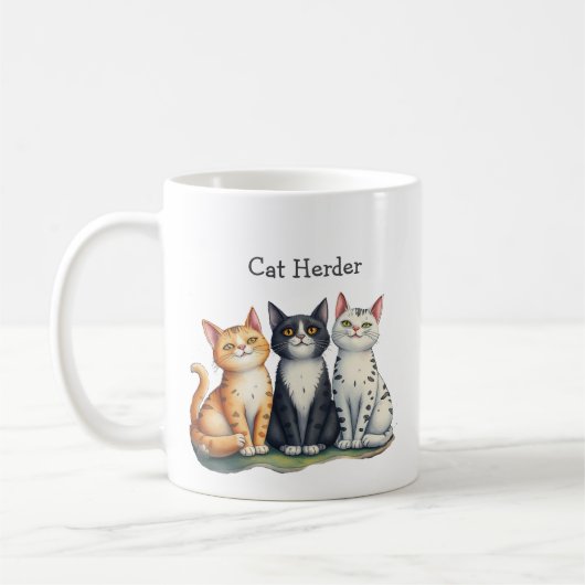 Grappige Cat Herder Quote Cat Lover Koffiemok (Links)
