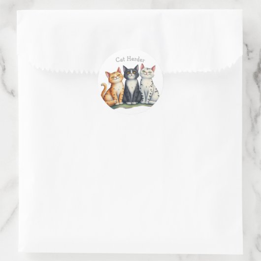 Grappige Cat Herder Quote Cat Lover Ronde Sticker (Tas)