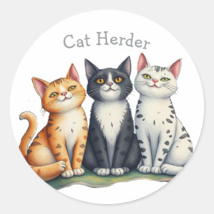 Grappige Cat Herder Quote Cat Lover Ronde Sticker