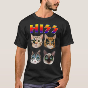 Grappige Cat Hiss Rock and Roll voor kattenliefheb T-shirt