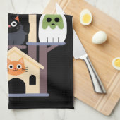 Grappige Cat Horror Films Schattige Halloween Cat  Theedoek (Quarter Fold)