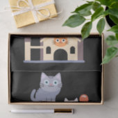 Grappige Cat Horror Films Schattige Halloween Cat  Tissuepapier (Geschenk)