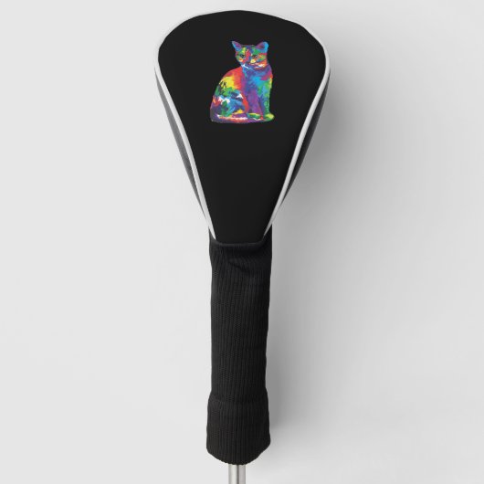 Grappige Cat kleuren Golfheadcover (Voorkant)