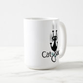 Grappige Cat Lady Black Cat 15 ounce koffie Mok (Voorkant rechts)