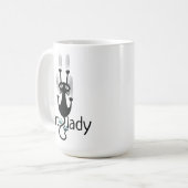 Grappige Cat Lady Black Cat 15 ounce koffie Mok (Voorkant links)
