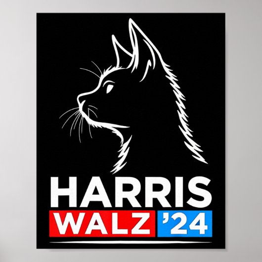 Grappige Cat Lady Kamala Harris Waltz 2024 Verkiez Poster (Voorkant)