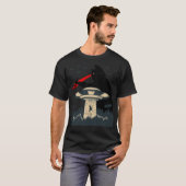 Grappige Cat Laser Eye UFO Alien T-shirt (Voorkant volledig)