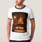 Grappige Cat Library Silent Meowment Boek T-shirt (Voorkant)