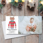 Grappige Cat Lover Kersttrui Custom Foto Feestdagenkaart<br><div class="desc">Grappige kerstkaart met je foto en een schattige kat met een nordic Christmas trui. Perfect voor kat en dierenvrienden.</div>