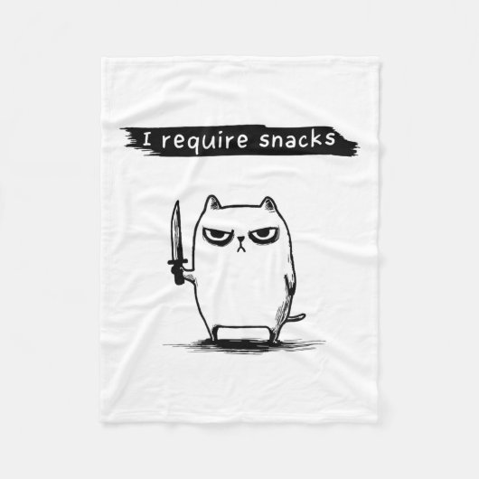 Grappige Cat Meme Ik Vereist Snacks Design Mannen Fleece Deken (Voorkant)