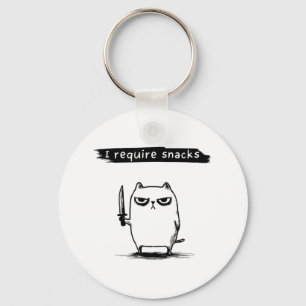 Grappige Cat Meme Ik Vereist Snacks Design Mannen Sleutelhanger