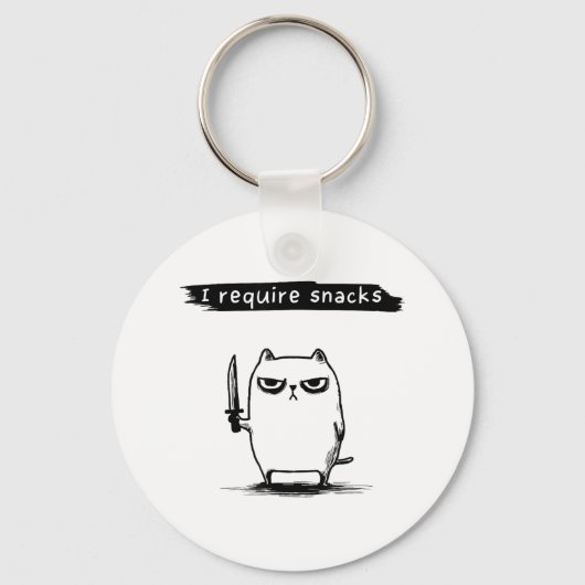 Grappige Cat Meme Ik Vereist Snacks Design Mannen Sleutelhanger (Voorkant)