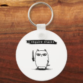 Grappige Cat Meme Ik Vereist Snacks Design Mannen Sleutelhanger (Voorkant)