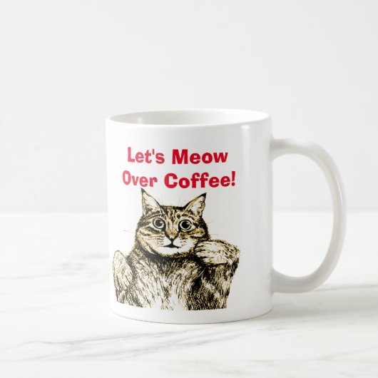 Grappige Cat Meow Quote Koffiemok (Rechts)