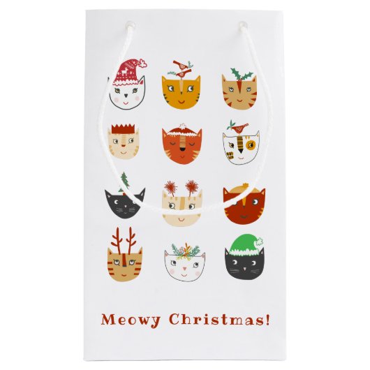 Grappige Cat Meowy Kerst Feestdagen Klein Cadeauzakje (Achterkant)