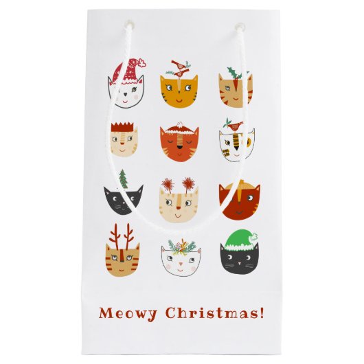 Grappige Cat Meowy Kerst Feestdagen Klein Cadeauzakje (Voorkant)