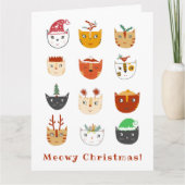 Grappige Cat Meowy Kerstvakantie Kaart (Voorkant)