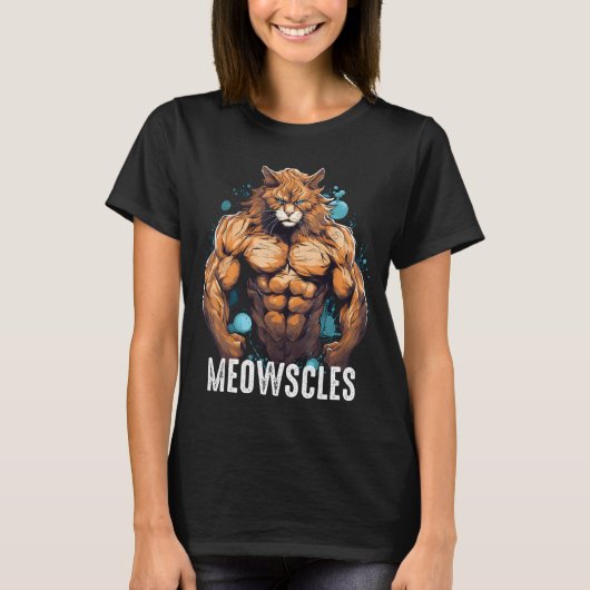 Grappige Cat Musculatie voor Mannen Gym Gewicht he T-shirt (Voorkant)