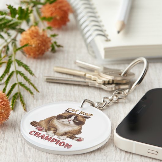 Grappige Cat Nap Kampioen Sleutelhanger (Voorkant Rechts)