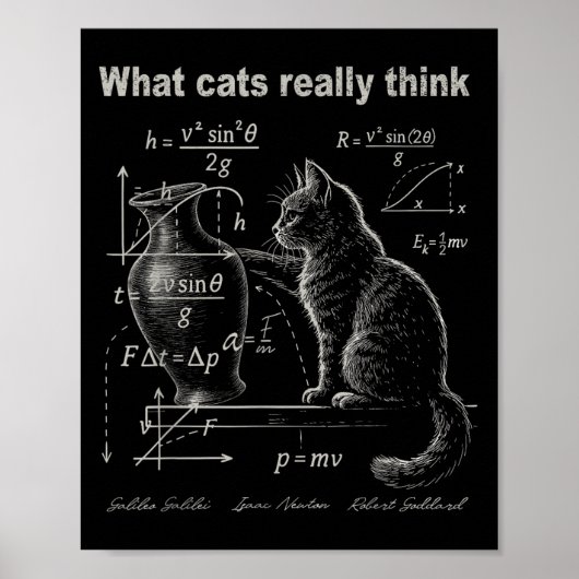 Grappige Cat Physics Humor Ontwerp Wat Katten Echt Poster (Voorkant)