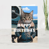 Grappige Cat Pilot & Vliegtuig, Cool Aviation Verj Kaart (Voorkant)