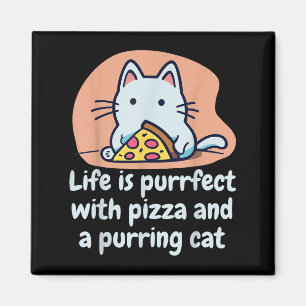 Grappige Cat Pizza Lover Kitten Schattigee Cat Hil Magneet