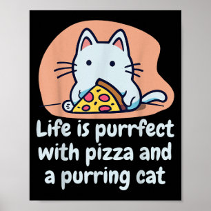 Grappige Cat Pizza Lover Kitten Schattigee Cat Hil Poster