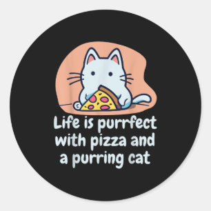 Grappige Cat Pizza Lover Kitten Schattigee Cat Hil Ronde Sticker