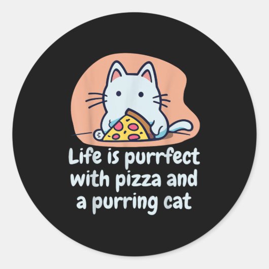 Grappige Cat Pizza Lover Kitten Schattigee Cat Hil Ronde Sticker (Voorkant)