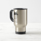 Grappige Cat Puns Freak Meowt Zwart Typografie Reisbeker (Voorkant links)