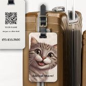 Grappige Cat QR-code Bagagelabel