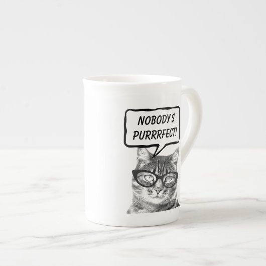 Grappige cat quote pun bone china specialty mokken (Voorkant rechts)